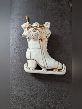 Lenox Ivory Porcelain Ice Skate Christmas Ornament